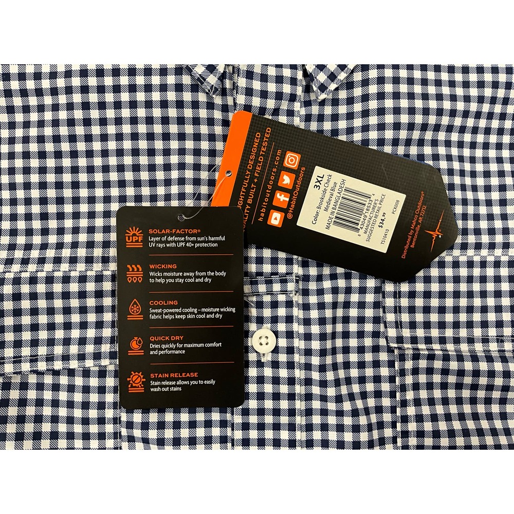 Men HABIT Crayfish Creek L/S River Creek 3XL Medievel Blue UPF Cooling Quick Dry - Picture 4 of 12